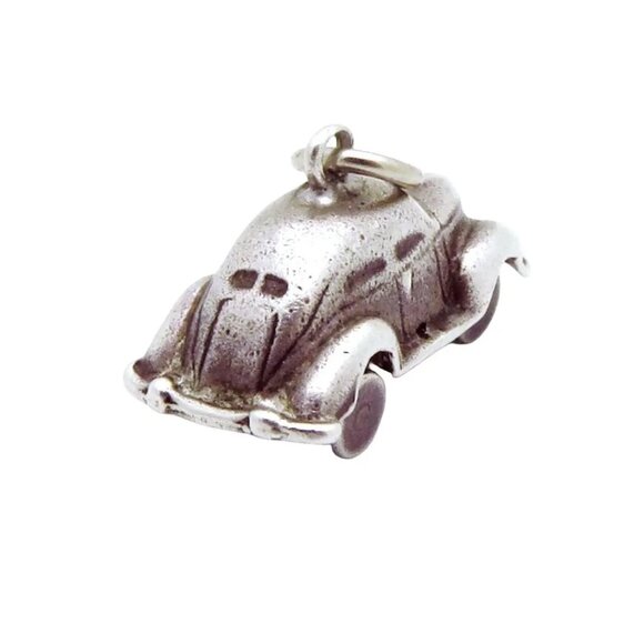 Vintage Sterling Silver Movable Split Window Coupe Beetle Automobile Charm 1930s - Picture 3 of 10